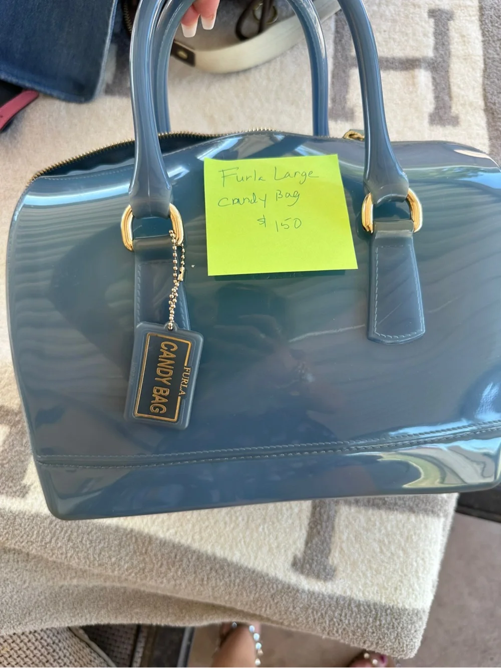 Large size blue furla candy bag